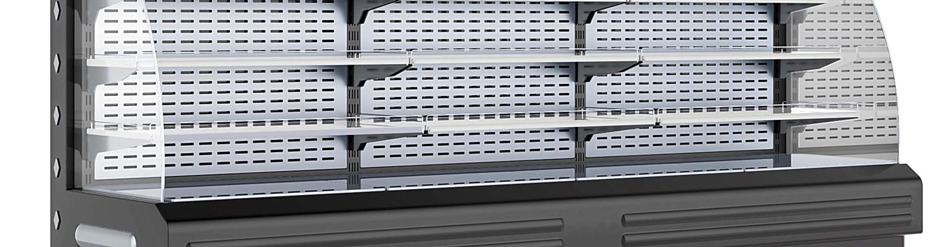 Horizontal Open Air Merchandiser. Merchandising and Display Refr