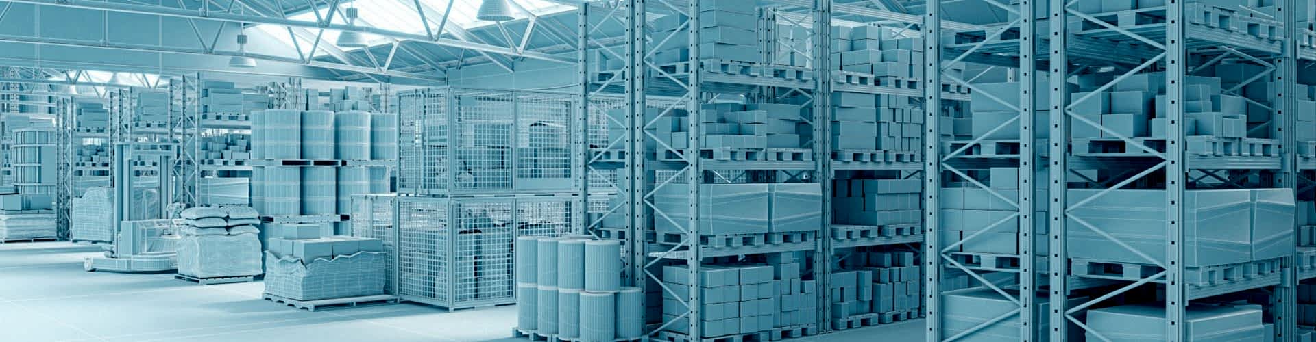 interior of a warehouse with freight wireframe illustration.